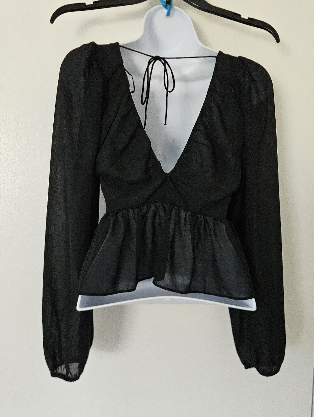 H&M Womens Top XS Whimsigoth Fairy Babydoll Sheer Cropped Witchy Flowy Dainty - Picture 6 of 8